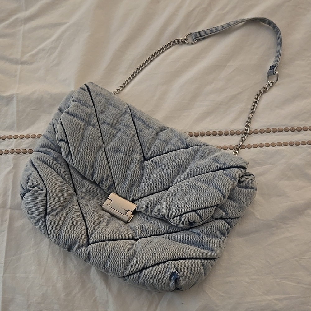 Zara quilted denim shoulder bag